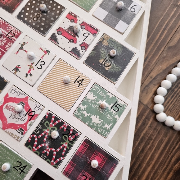 Hand Painted White Advent Tree - Picture 8 of 8